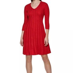 JH Red V-Neck Knit Dress